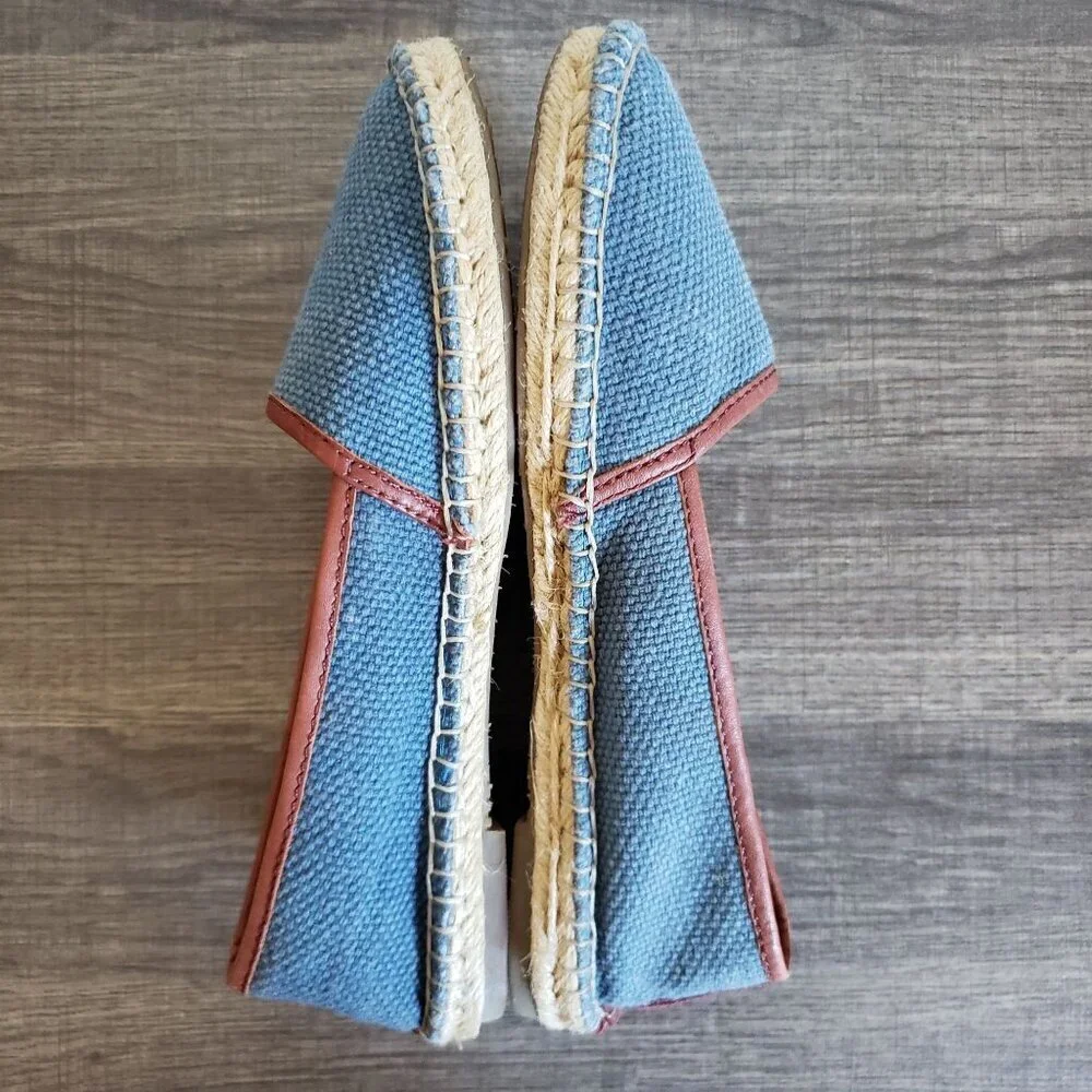 Fossil Canvas Espadrille Flat Slip-On Shoes Blue Size Women's 8 Coastal Grandma